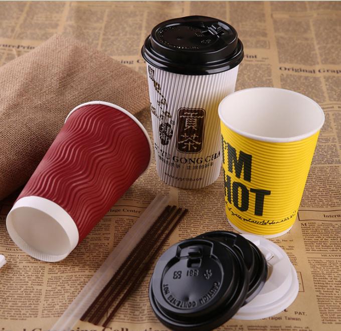 Tazza bevente di carta amichevole di Eco, OEM asportabile su ordinazione di forma delle tazze di caffè