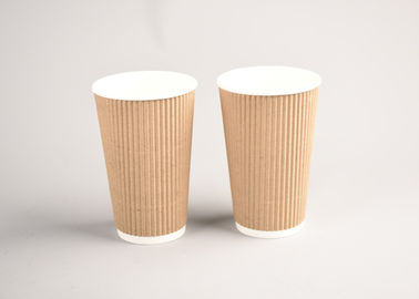 Porcellana tazze di carta della parete dell&#039;ondulazione di 16oz 400ml, tazze di caffè marcanti a caldo dell&#039;ondulazione di Kraft fabbrica